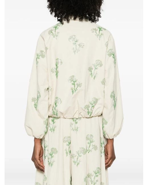 Maje White Floral Zip Bomber Jacket