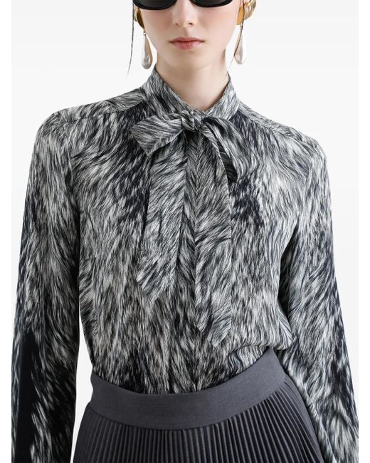 Dolce & Gabbana Gray Animal-Print Blouse