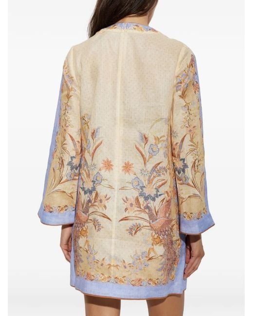 Zimmermann White Indra Floral-Print Lace-Up Mini Dress
