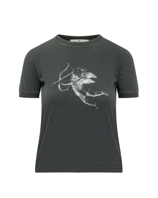 Fiorucci Gray Cupid-Print T-Shirt