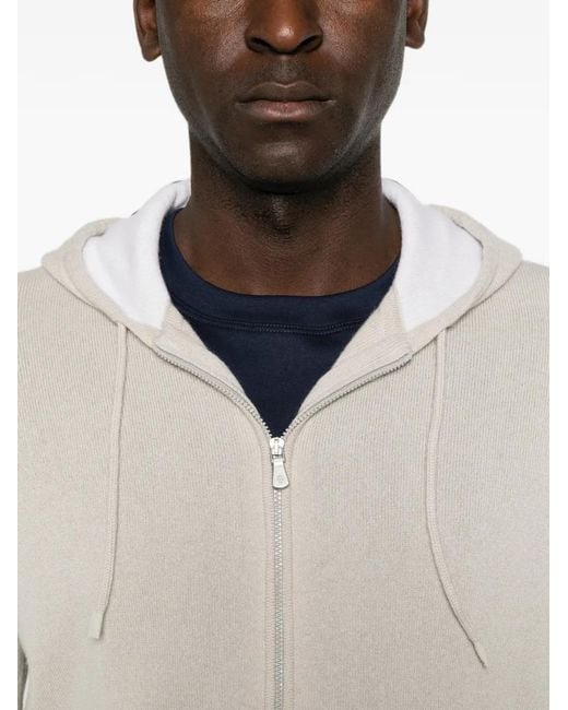 Eleventy White Zip-Up Hoodie for men