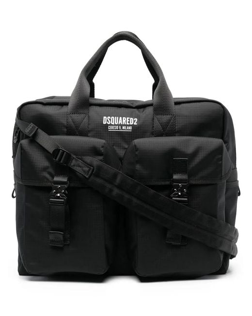DSquared² Black Double-Patch Laptop Bag for men