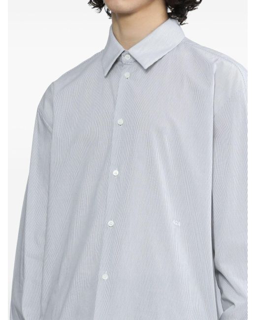 424 White Classic Collar Striped Cotton Shirt for men