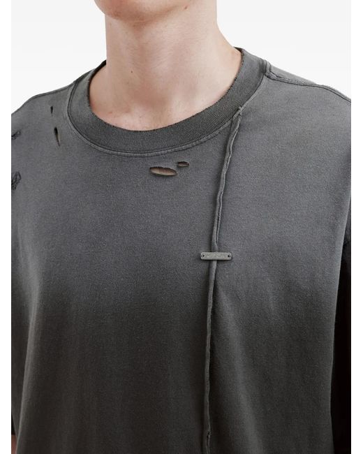 Musium Div. Gray Distressed Patchwork T-Shirt for men