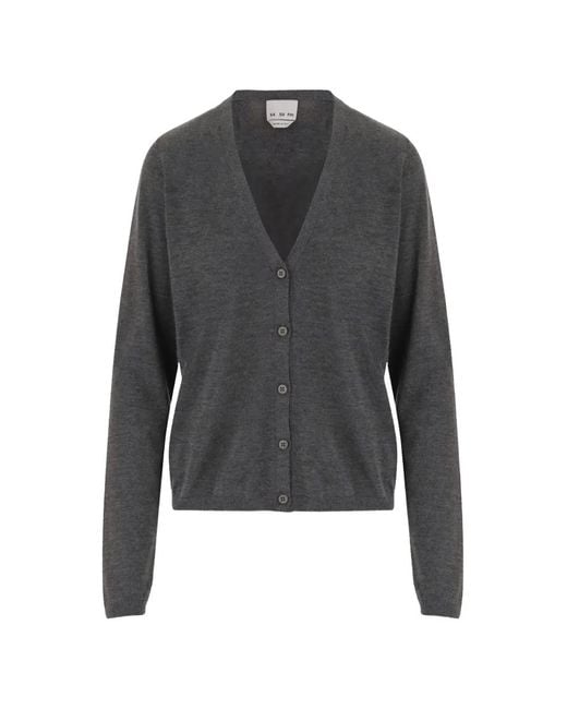 Sa Su Phi Gray V-Neck Button-Up Cardigan