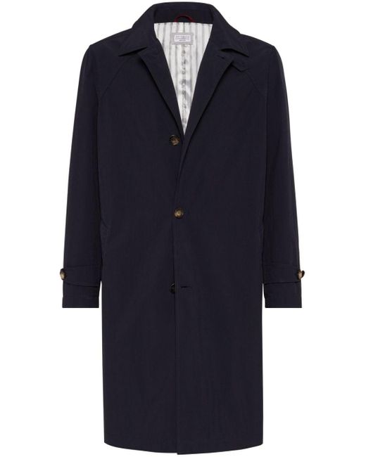 Brunello Cucinelli Blue Single-breasted Trench Coat for men