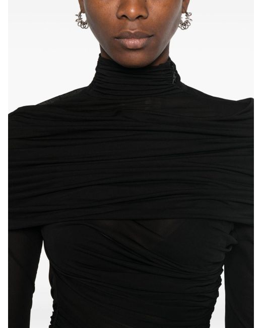 Mugler Black Ruched Top