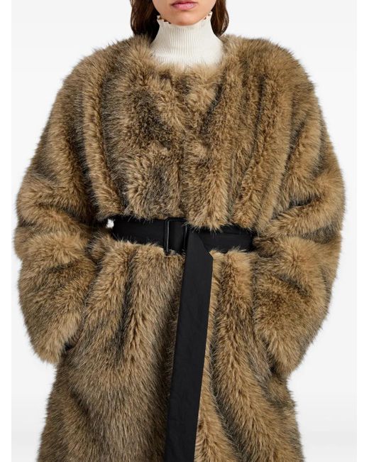 Proenza Schouler Green Faux Fur Belted Khai Coat