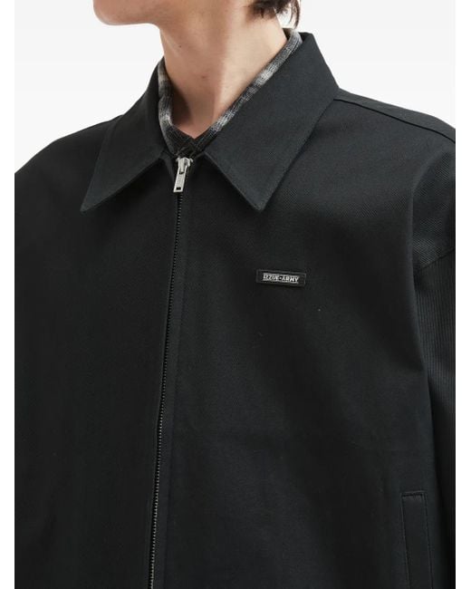 Izzue Black Logo-Plaque Zip-Front Jacket for men