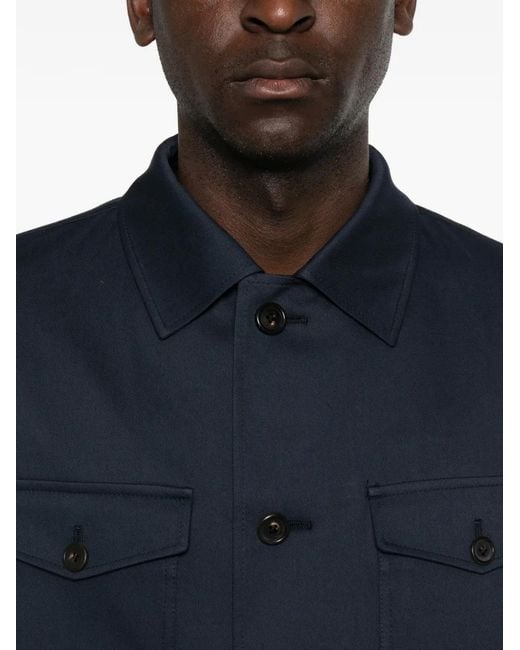 Corneliani Blue Buttoned Pocket Overshirt for men