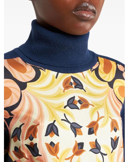 Etro Blue Roll-Neck Printed Sweater