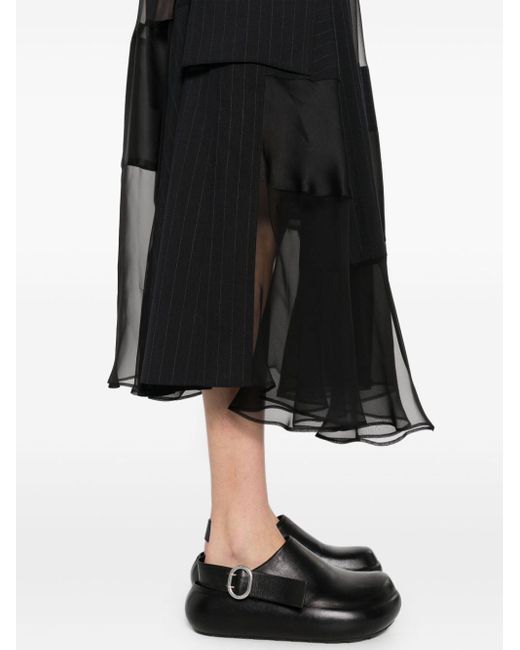 Sacai Black Asymmetric Panelled Skirt