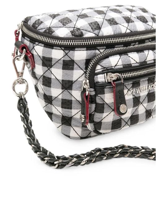 MZ Wallace Blue Micro Crosby Gingham Quilted Crossbody Bag