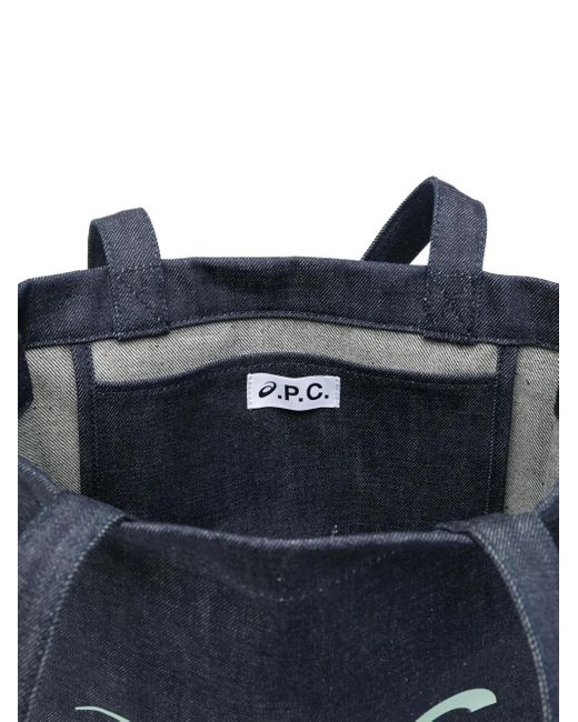 A.P.C. Blue Logo-Print Tote Bag for men