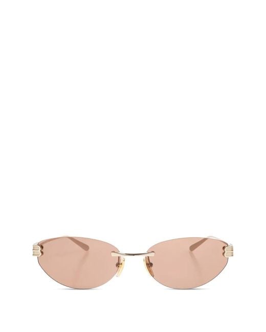 Balenciaga Pink Rimless Oval-Lens Sunglasses