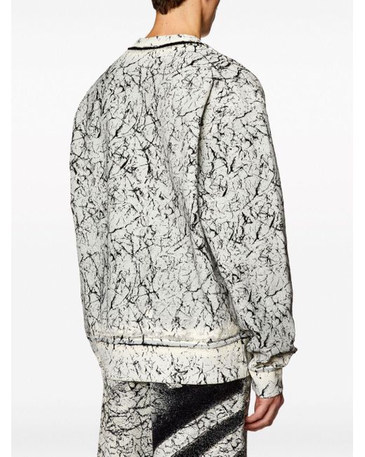 DIESEL Gray S-macoval Cracked-effect Cotton Sweatshirt for men