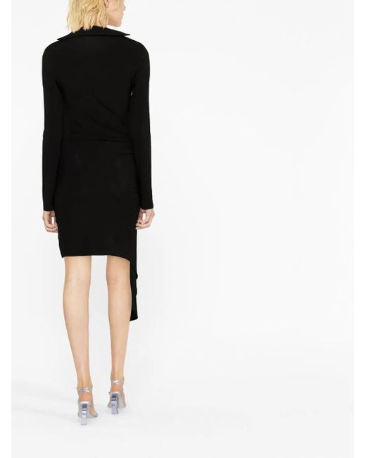 Off-White c/o Virgil Abloh Black Asymmetric Ruched Minidress