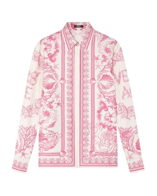 Versace Pink Underwater Barocco-Print Shirt