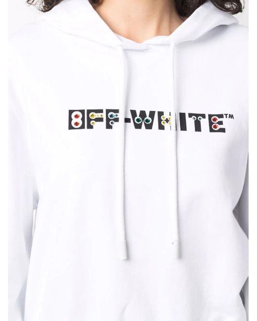 Off-White c/o Virgil Abloh White Rhinestone-Embellished Logo Hoodie