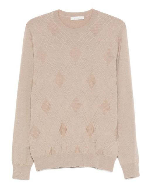 Diktat Natural Argyle-Pattern Sweater for men