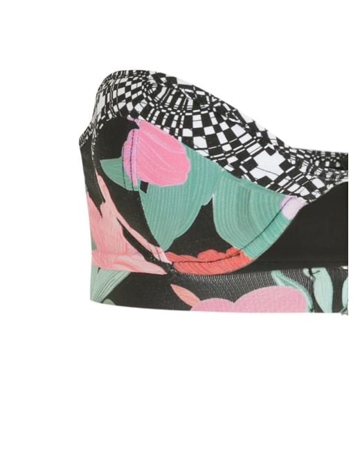 Amir Slama Black Print Hibiscus Gemétrico Bikini Set