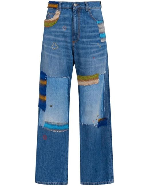 Vaqueros rectos con diseño patchwork Marni de hombre de color Blue