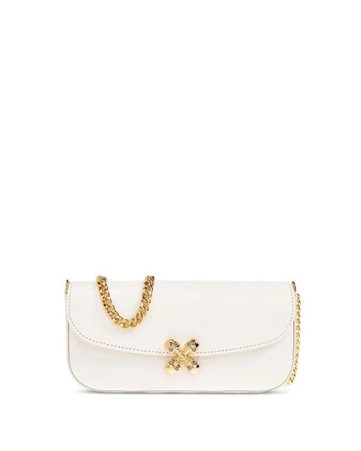 Borsa A Spalla Skull Flower Piccola di Alexander McQueen in White