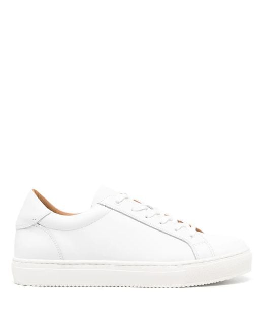Boggi White Panelled Leather Sneakers for men