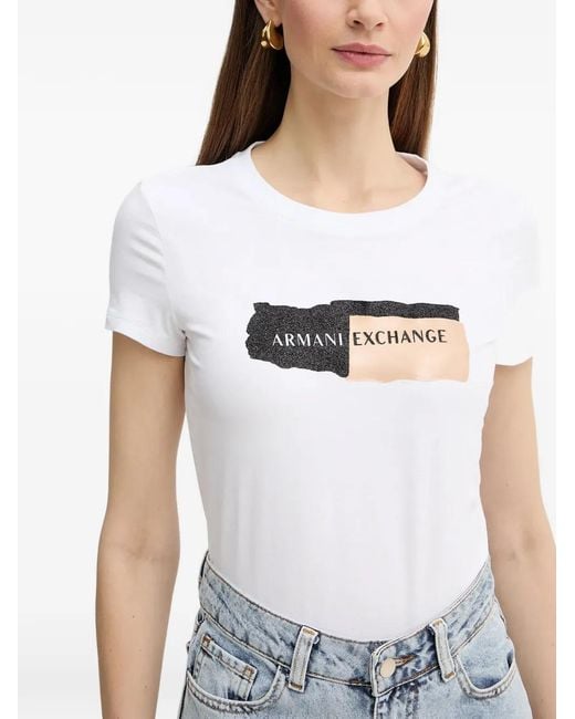 ARMANI EXCHANGE Blue Logo-Print T-Shirt