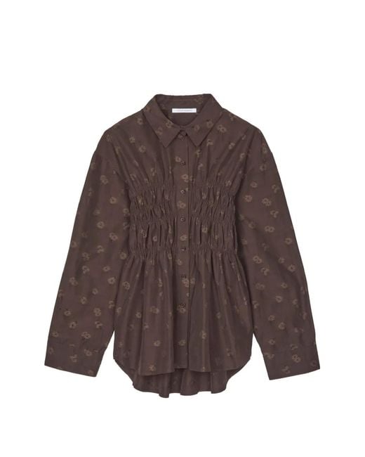 CECILIE BAHNSEN Brown Braxton Floral-Jacquard Shirt