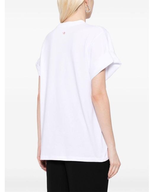 Victoria Beckham White T-Shirt mit Slogan-Print