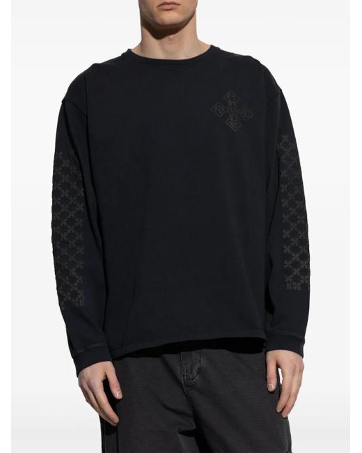 Rhude Blue Raised-Logo Cotton Sweatshirt for men