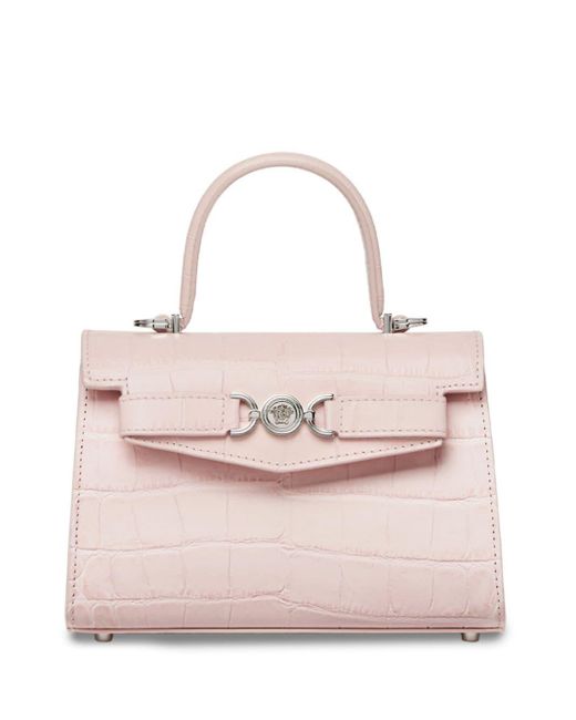 Bolso shopper con relieve de cocodrilo Versace de color Pink