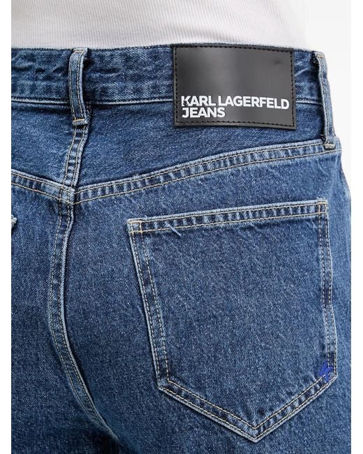 Karl Lagerfeld Blue Button-Fly Flared Jeans