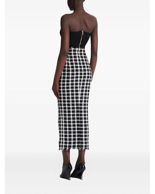 Falda de tweed con botones Balmain de color Black