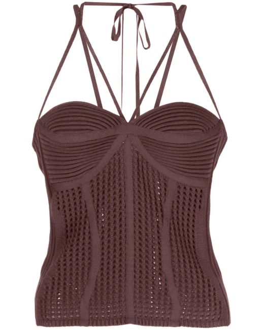 ANDREADAMO Purple Halterneck Knitted Top
