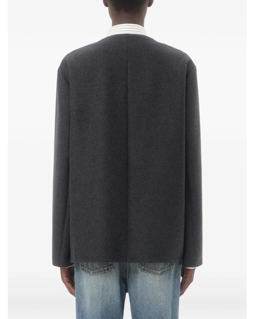 Valentino Garavani Black Vlogo Collarless Shirt for men