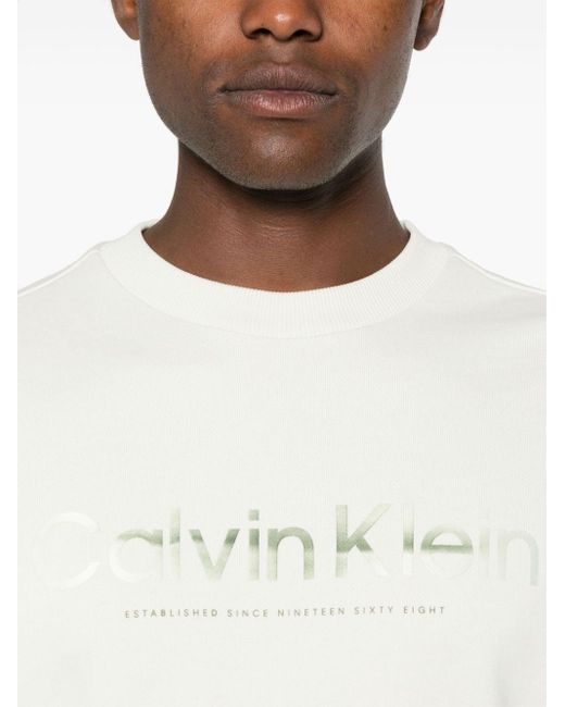 Calvin Klein Sweatshirt aus Bio-Baumwolle mit Logo-Print in White für Herren