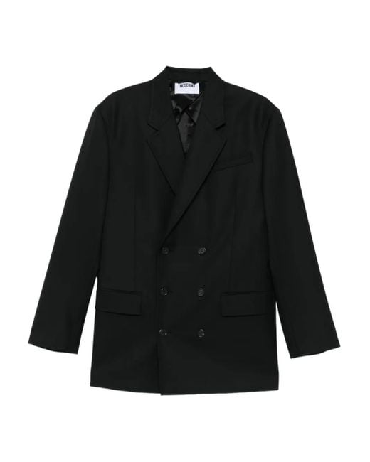 Moschino Black Double-Breasted Acetate Jacket for men