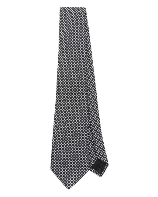 Giorgio Armani Gray Geometric-patterned Silk Tie for men