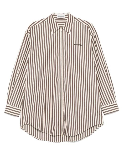 Miu Miu Gestreept Blouse in het Natural