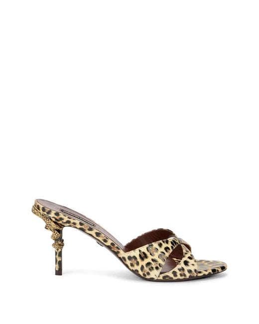 Roberto Cavalli Metallic Leopard-Print Sandals