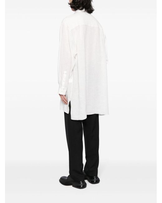 Chemise en lin à coutures contrastantes Yohji Yamamoto pour homme en coloris White