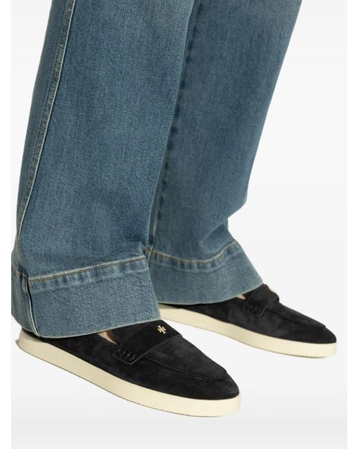 Tory Burch Black Suede Slip-On Loafers