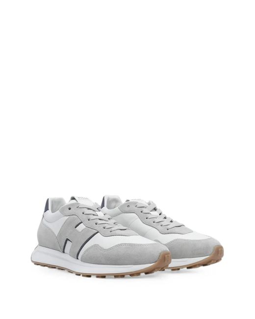 Hogan White H601 Logo-Patch Leather Sneakers for men