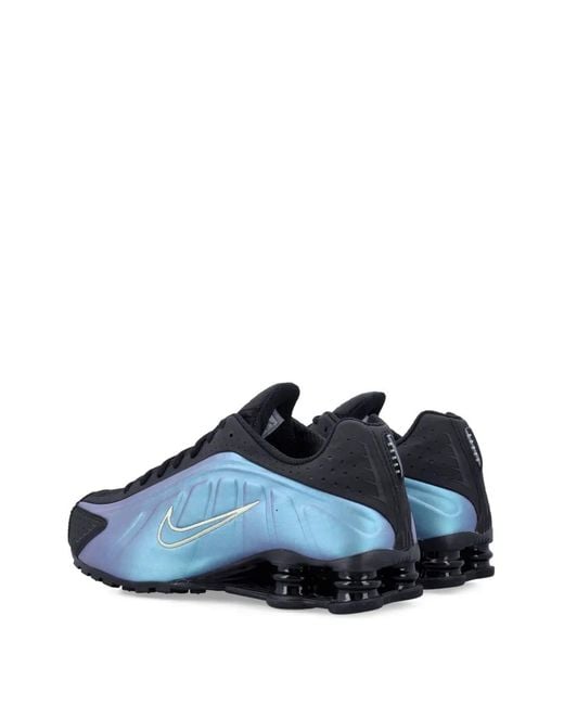 Nike Blue Shox R4 Perforated-Detail Sneakers