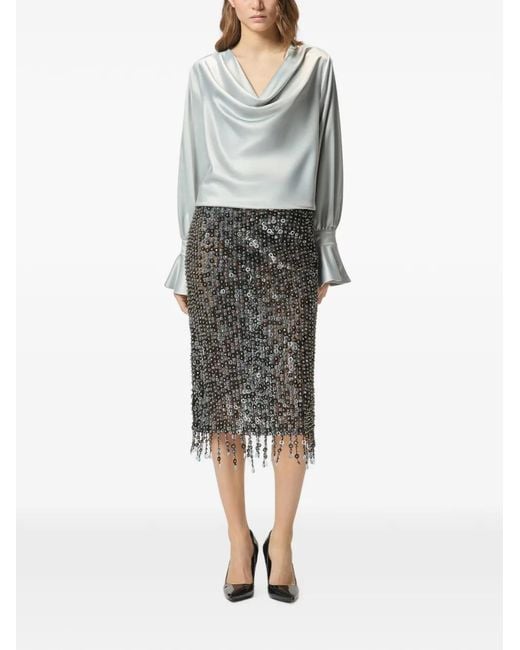Pinko White Filipa Blouse With Cowl Neck