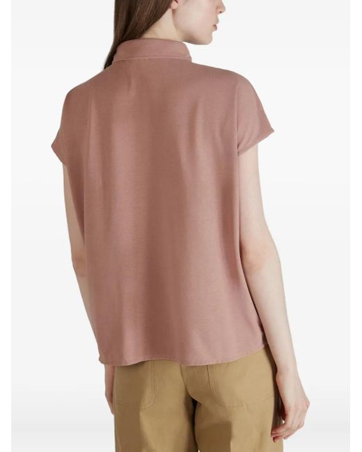 Zanone Pink Keyhole Polo Top