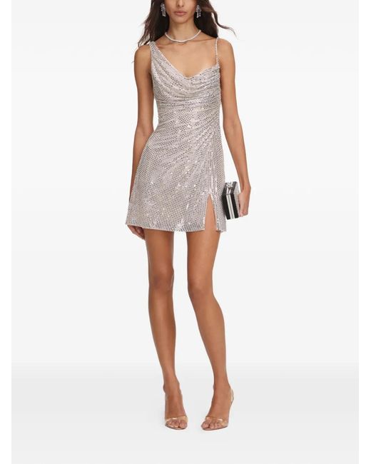 Self-Portrait White Rhinestone-Embellished Mini Dress
