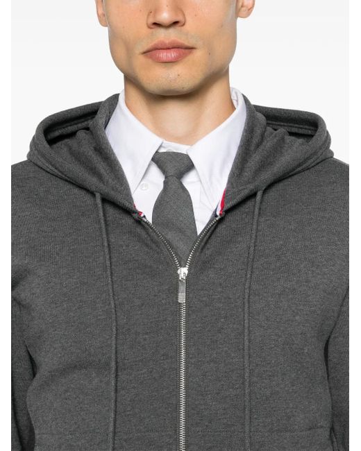 Thom Browne Gray 4-Bar Zip-Up Hoodie for men